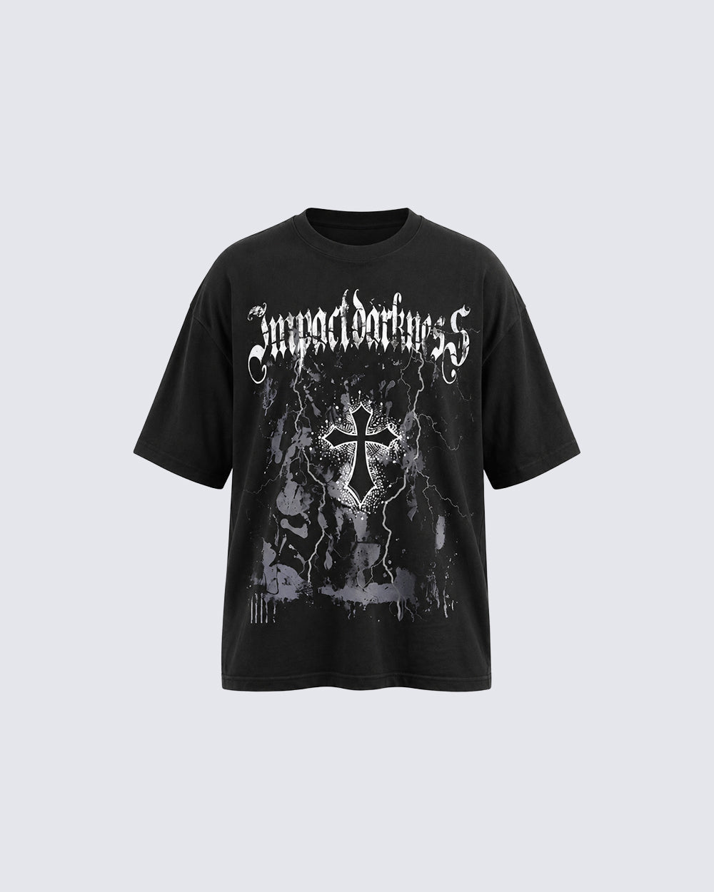 GRYFT Gothic Cross Graphic Oversized T-Shirt