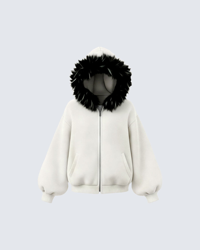GRYFT Fur Collar Cozy Hoodie