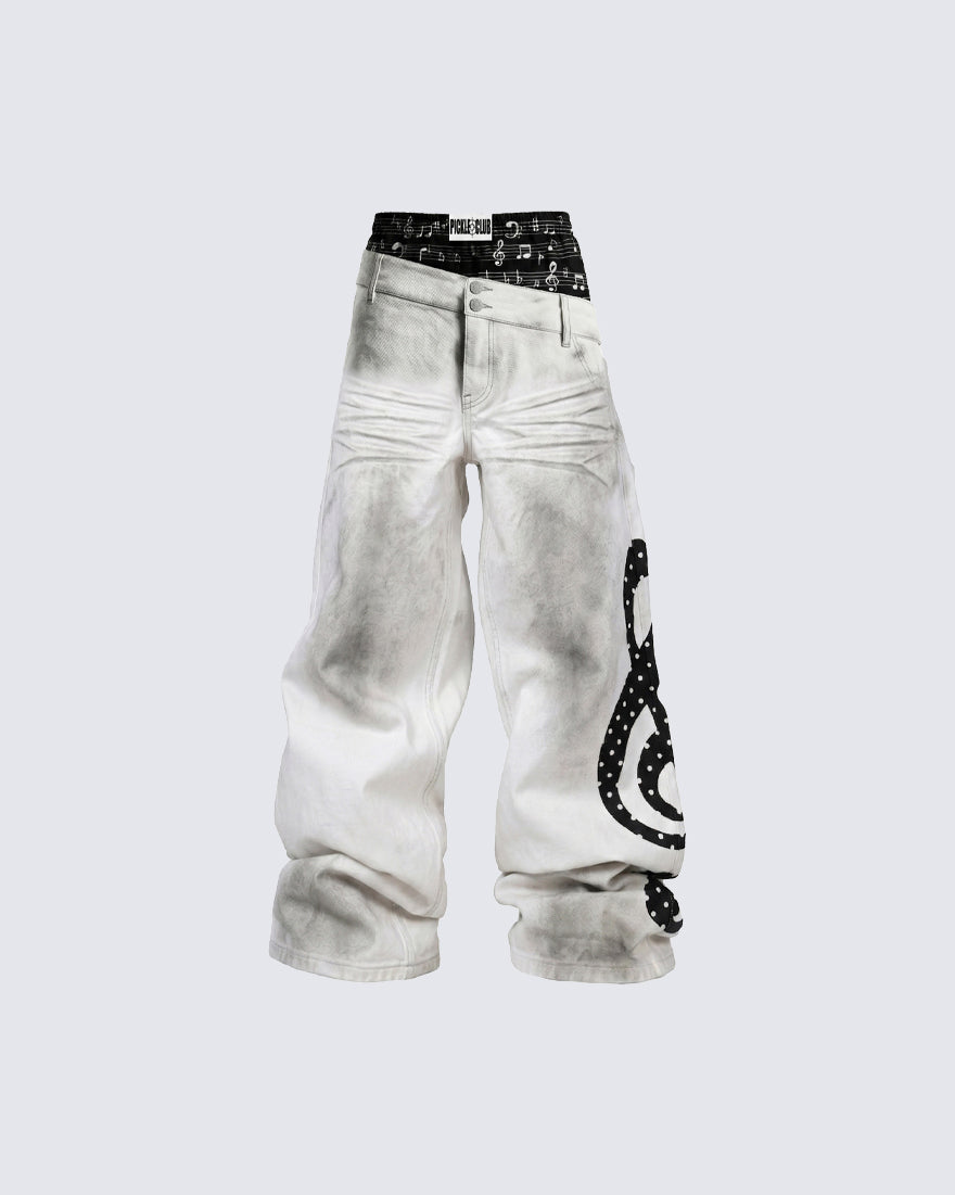 Subculture Inspired Distressed Flared Denim Jeans