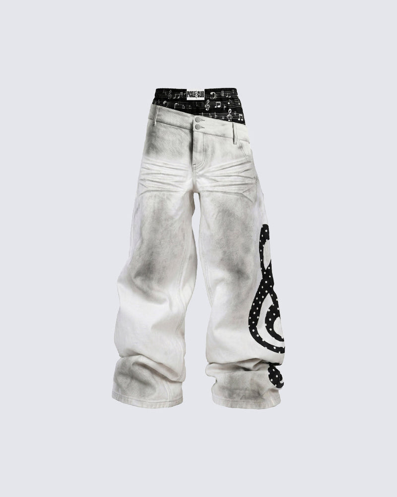 Subculture Inspired Distressed Flared Denim Jeans