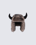 Horn Faux Mink Fur Trapper Hat