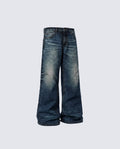 GRYFT Retro Faded Baggy Wide-Leg Jeans