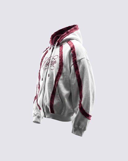 GRYFT SYMBIOTE Raw-Edge Contrast Zip-Up Hoodie