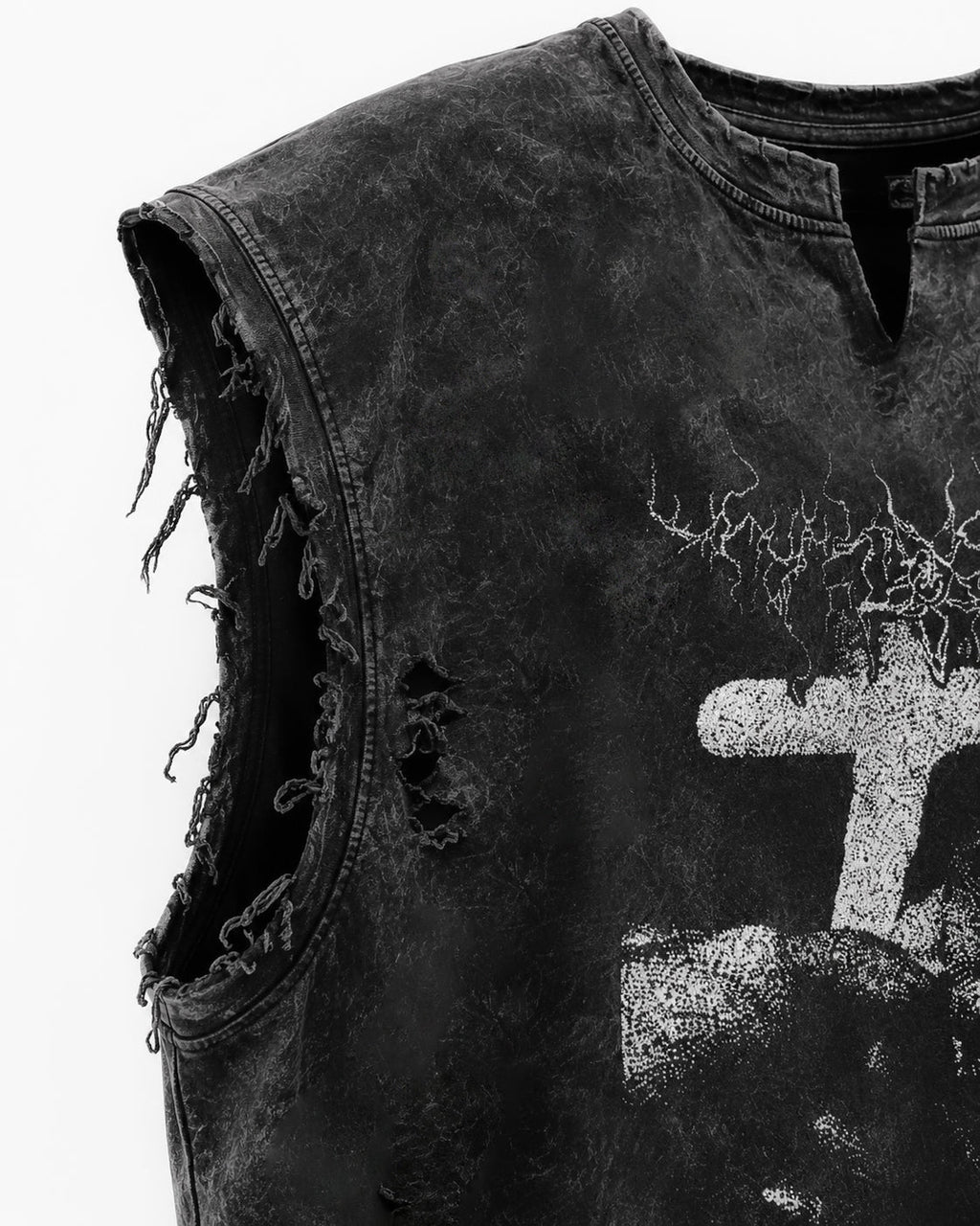 GRYFT Distressed Gothic Cross Graphic Vest