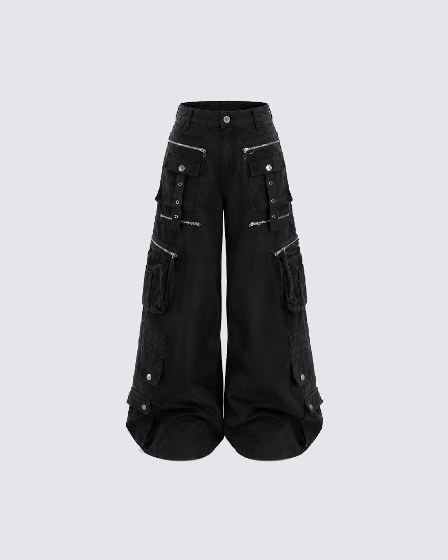 GRYFT Utility Zipper Cargo Wide-Leg Pants