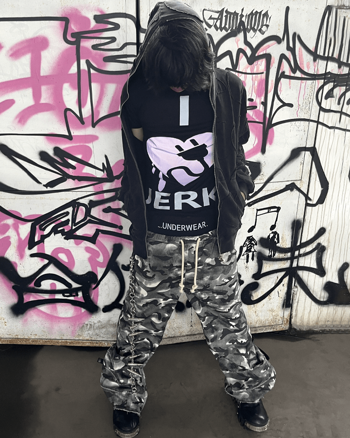 Stacked Camo Streetwear Drawstring Pants