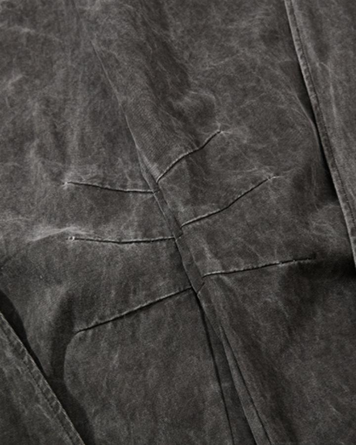 GRYFT Retro Washed Curved Panel Wide-Leg Jeans