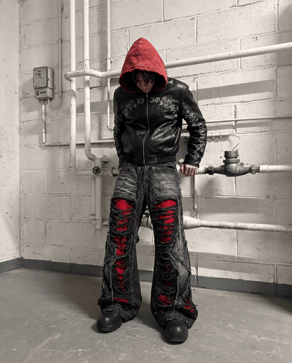GRYFT RED RUST Series | Distressed Wide Leg Jeans
