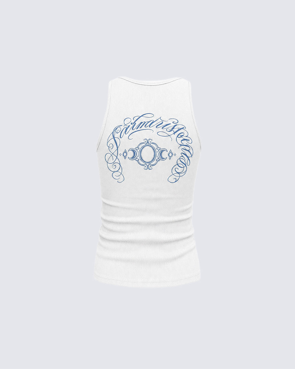 GRYFT Gothic Cross Embroidered Slim Fit Ribbed Tank Top