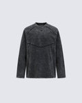 GRYFT Simple Washed Panel Seam Long-Sleeve T-Shirt