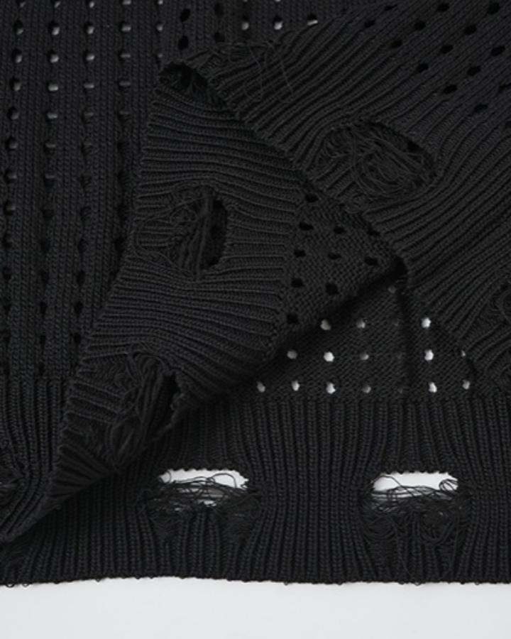 GRYFT Distressed Star Open-Knit Sweater Vest