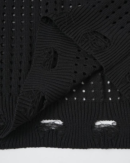 GRYFT Distressed Star Open-Knit Sweater Vest