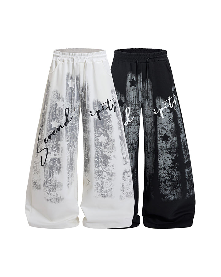 GRYFT Graffiti Printed Wide Leg Casual Pants