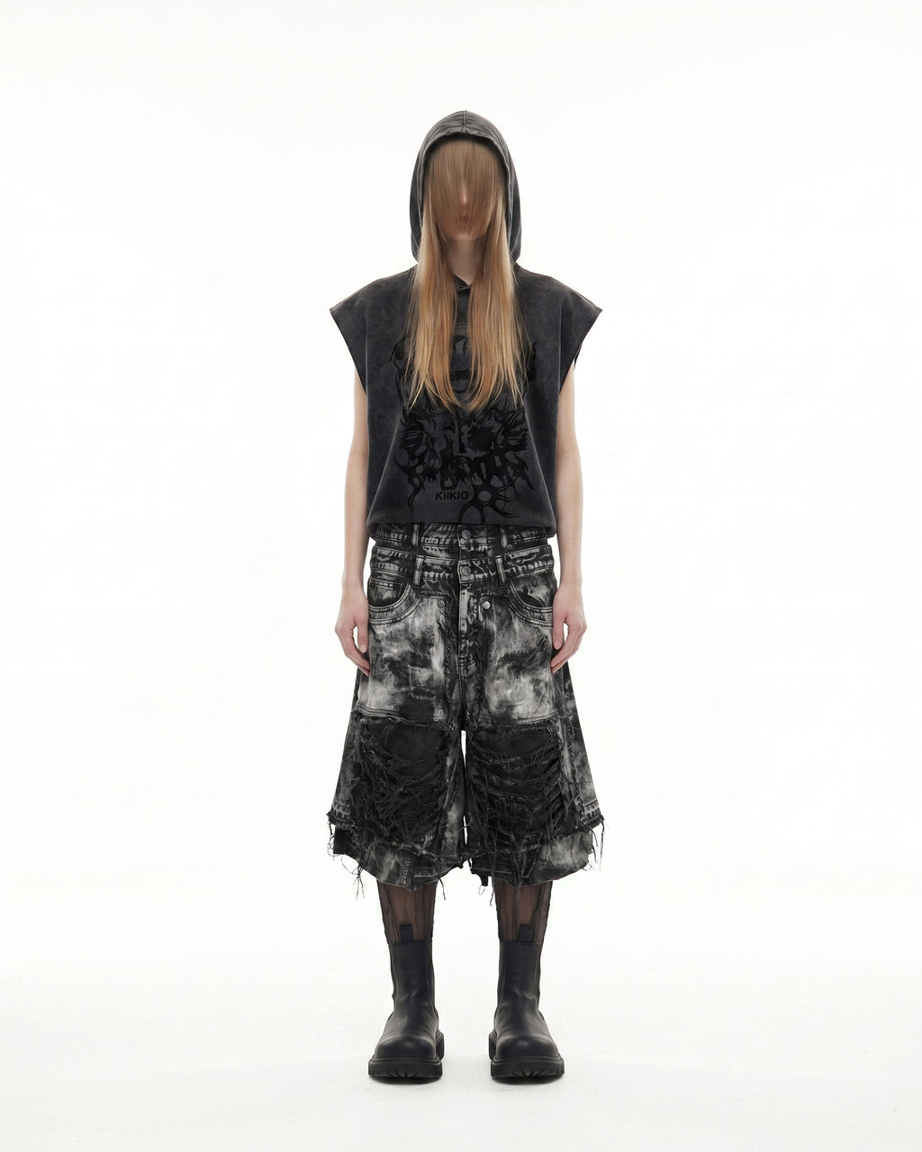 GRYFT-New Washed Hooded Sleeveless Top