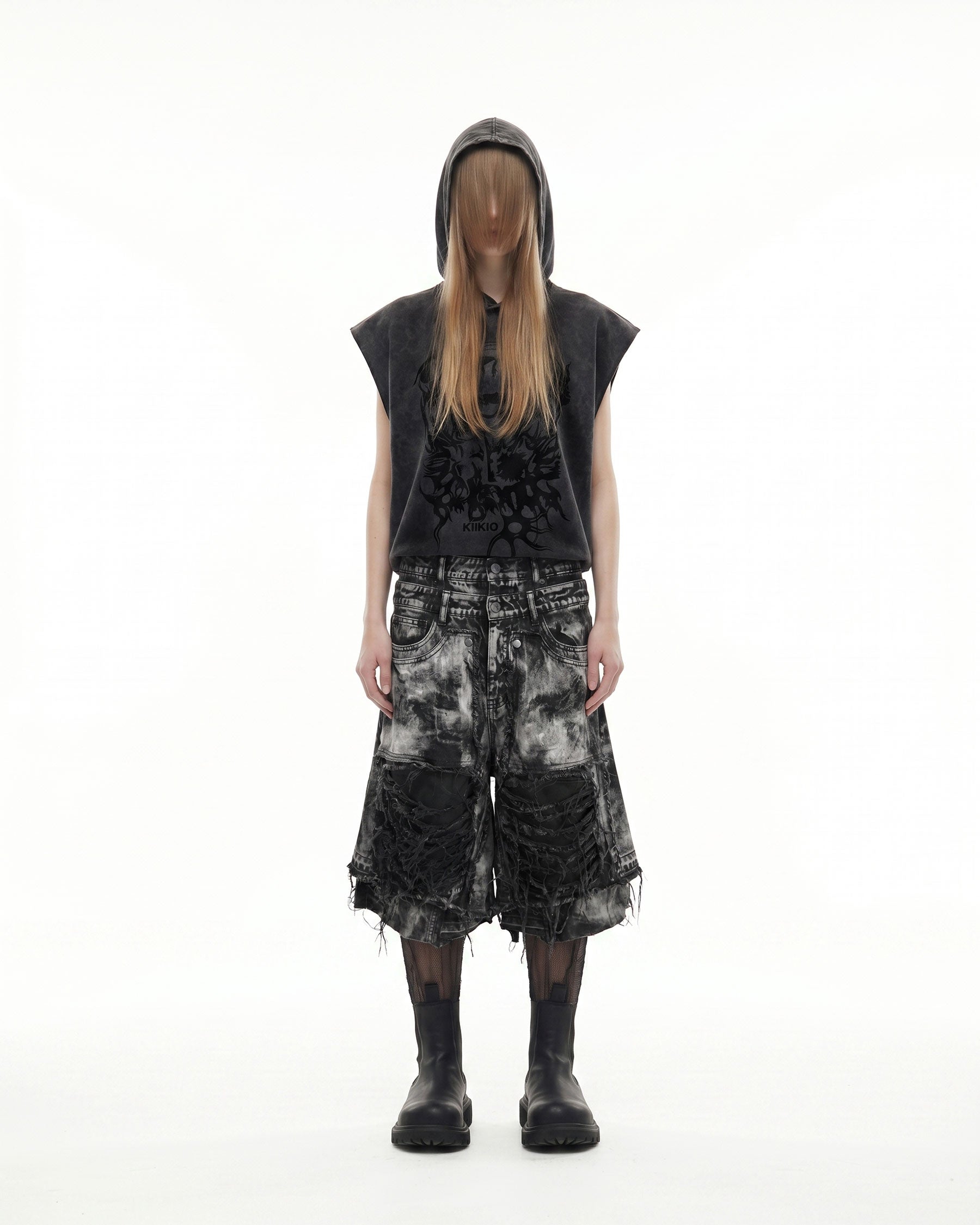 GRYFT-New Washed Hooded Sleeveless Top