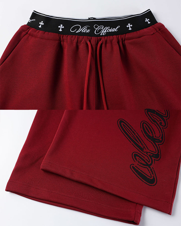 GRYFT Retro Letter Print Wide Leg Sweatpants