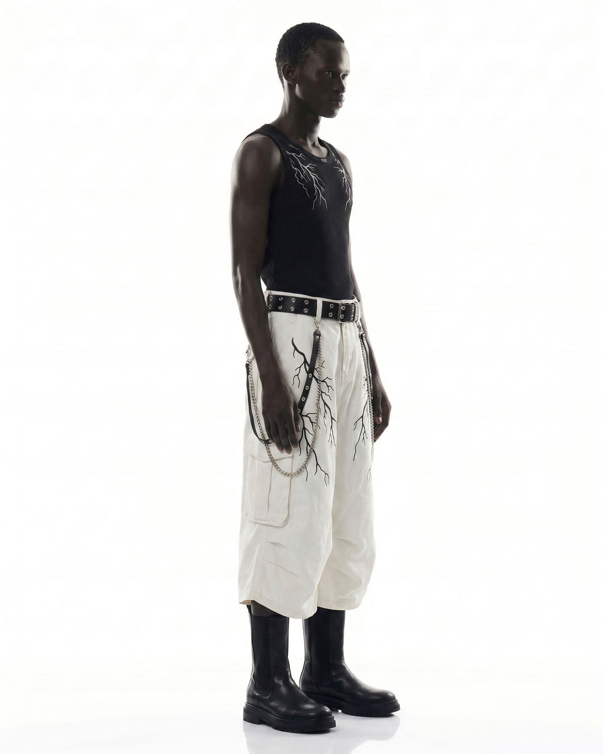 LIGHTNING Series | Gothic Chain Strap Utility Shorts