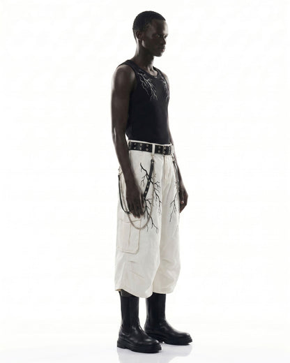 LIGHTNING Series | Gothic Chain Strap Utility Shorts