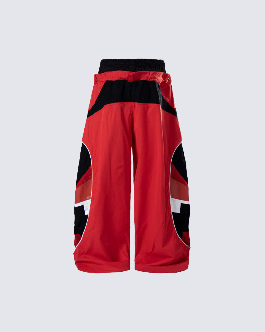 Street Colorblock Panel Loose Fit Wide Leg Pants