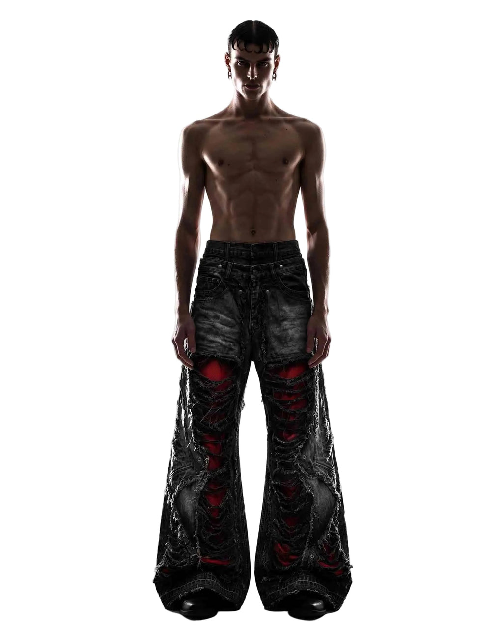 GRYFT RED RUST Series | Distressed Wide Leg Jeans