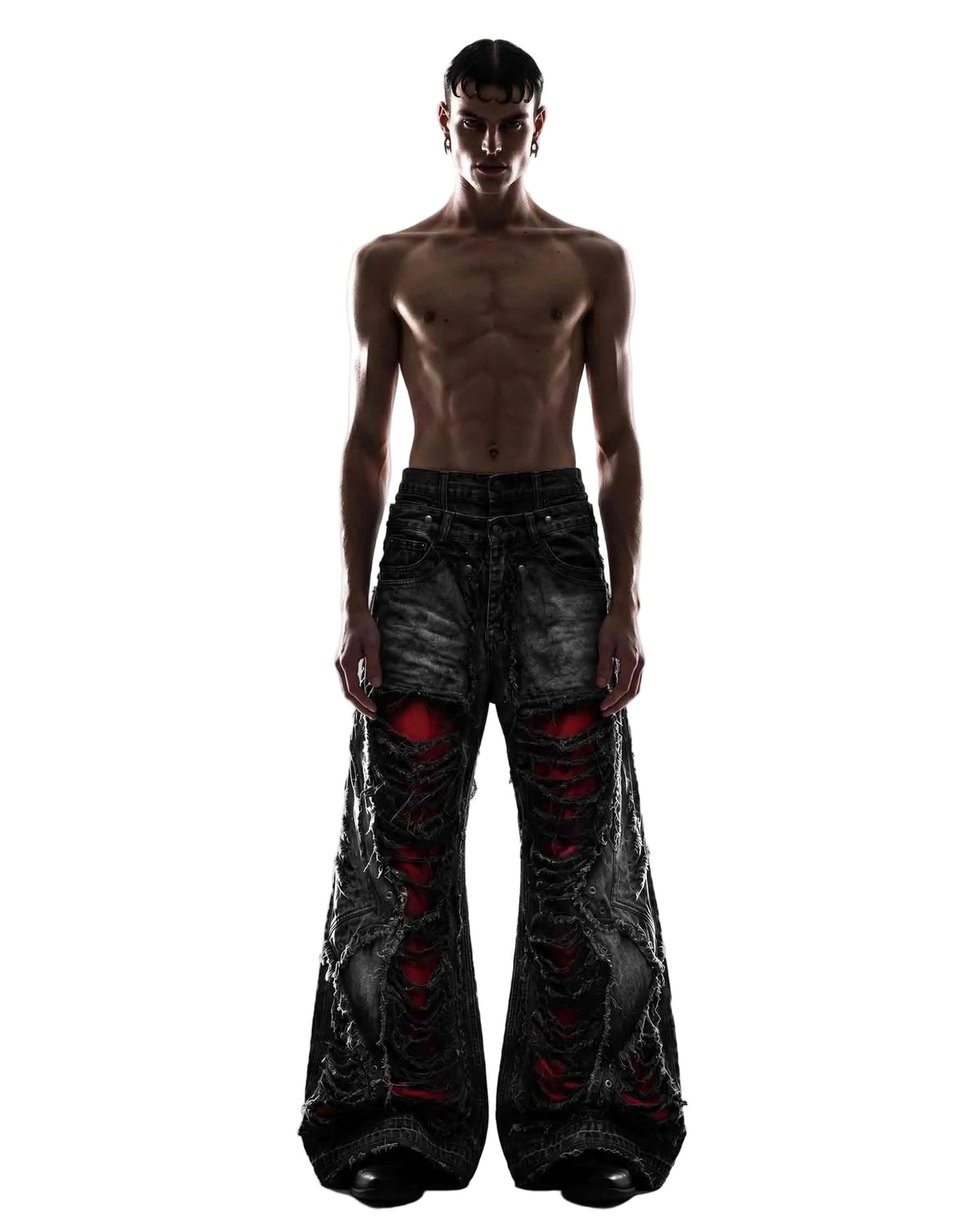 GRYFT RED RUST Series | Distressed Wide Leg Jeans