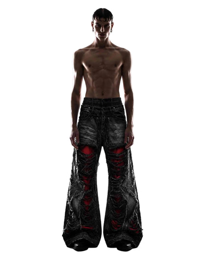 GRYFT RED RUST Series | Distressed Wide Leg Jeans