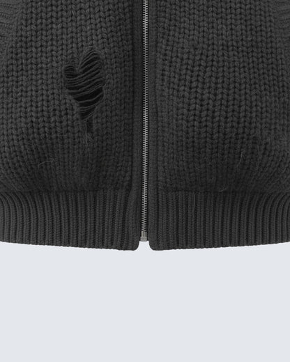 GRYFT Destroyed Knitted Sweater Plush Coat