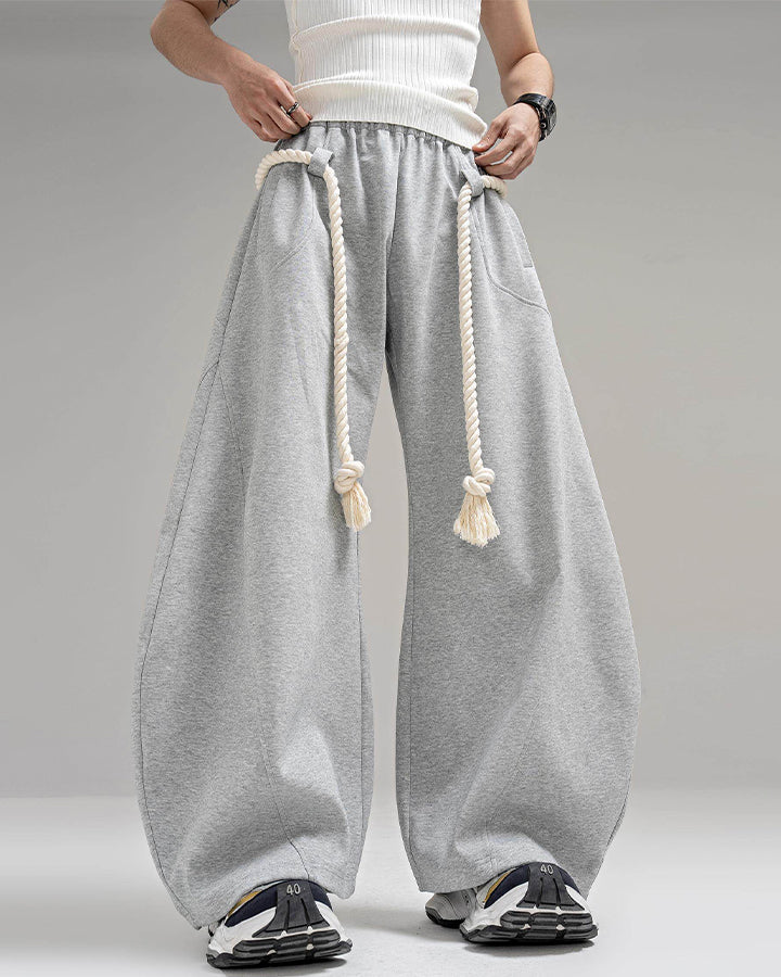 New Casual Relaxed Curved Wide-Leg Pants