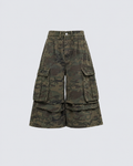 New Camo Layered Cargo Shorts
