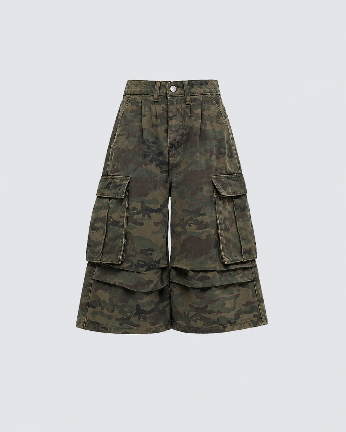 New Camo Layered Cargo Shorts