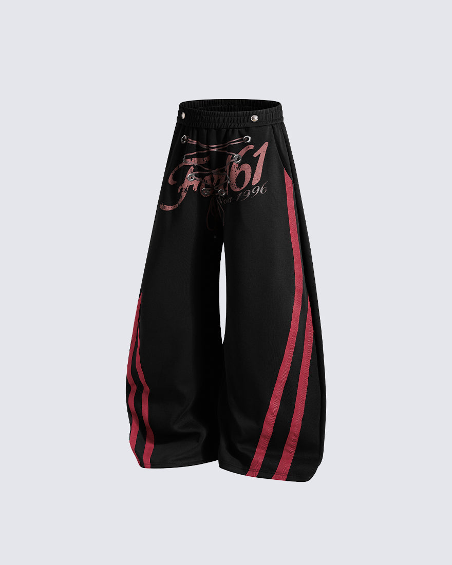 GRYFT Y2K Lace-Up Stripe Curved Blade Pants