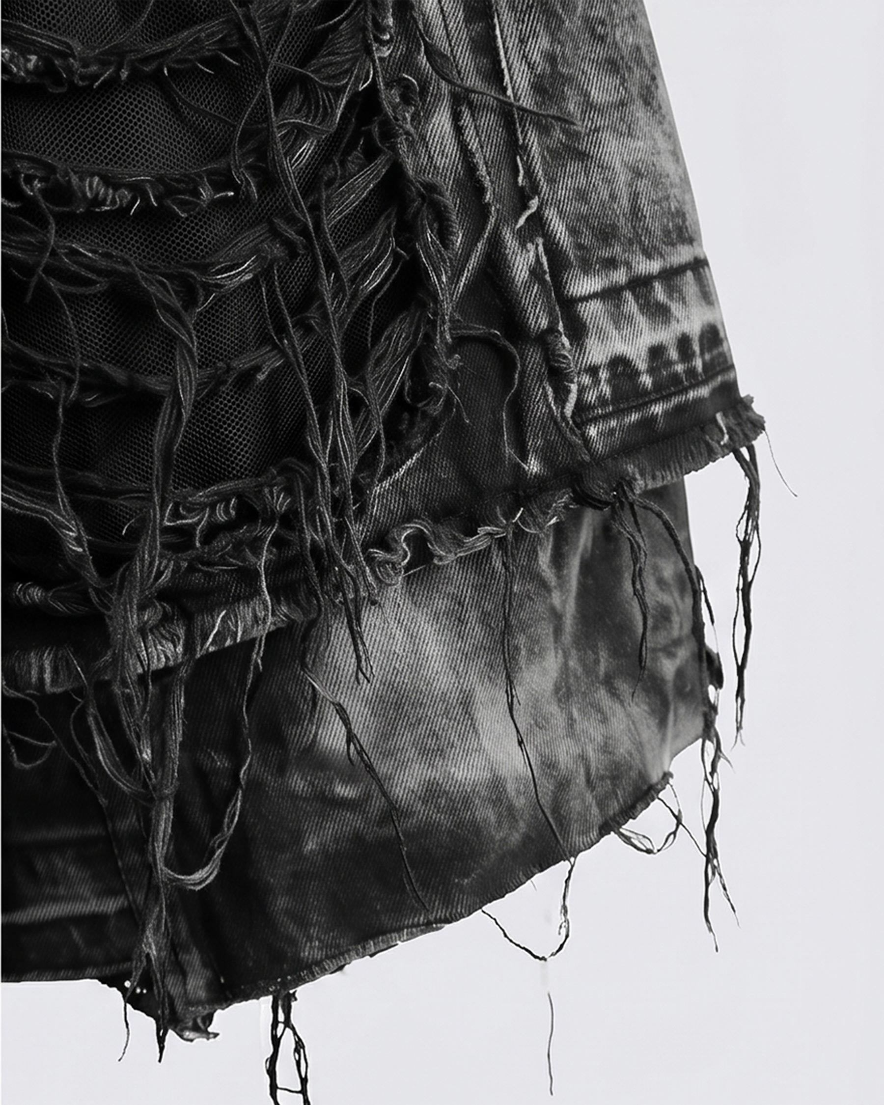 New Raw Hem Ripped Black Jean Shorts