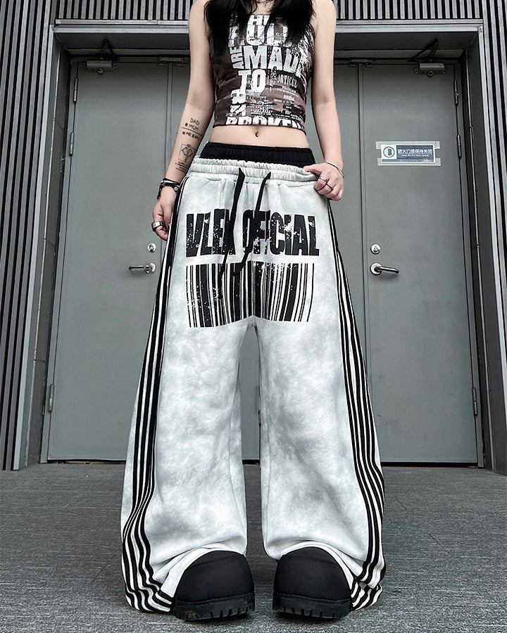 Double Waist Washed Side Stripe Sweatpants