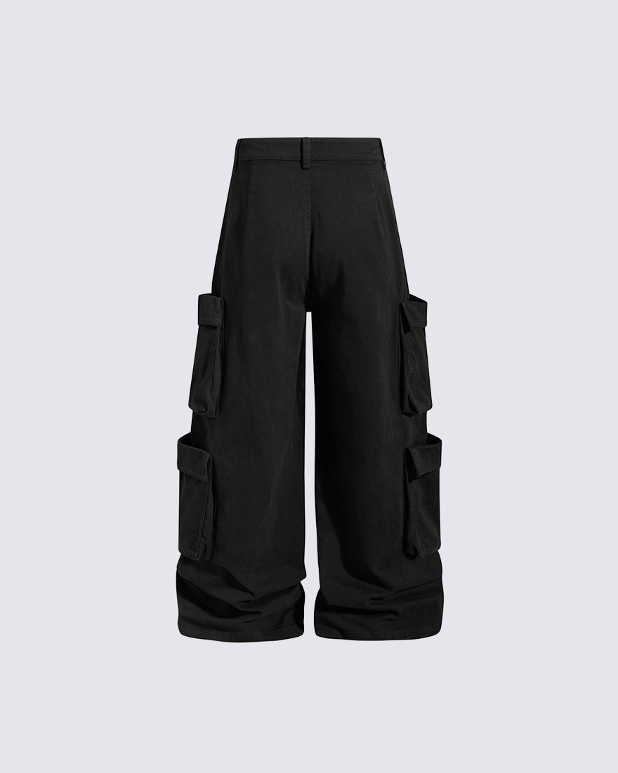 GRYFT Street Studded Graphic Multi-Pocket Wide-Leg Pants