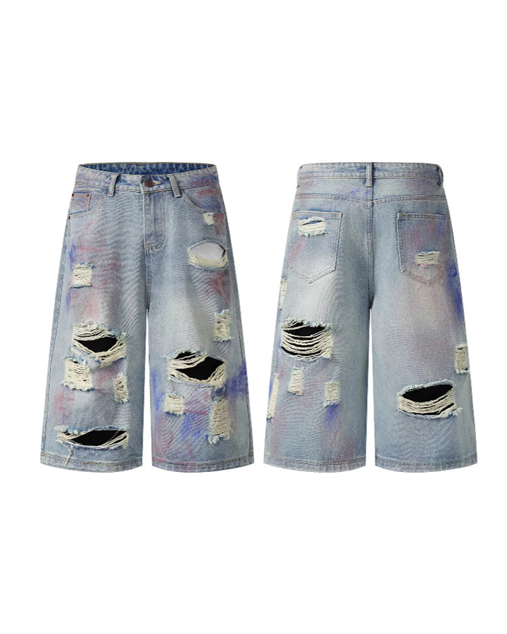 American Graffiti Distressed Denim Shorts