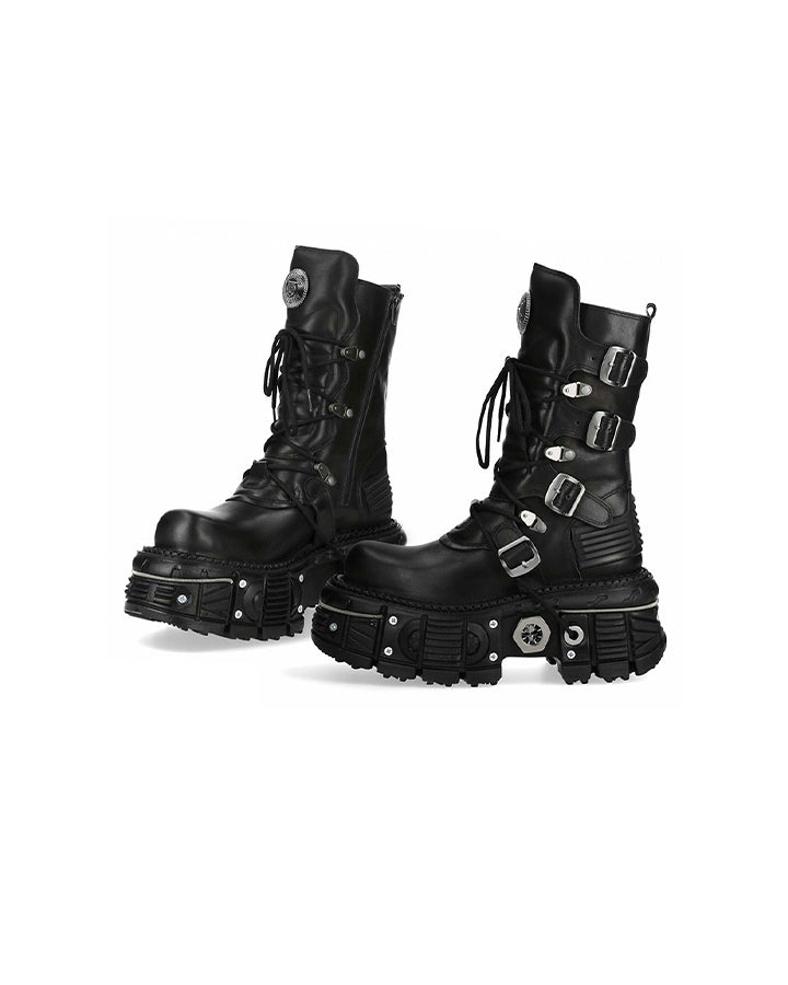 New High-Top Buckled Gothic Boots