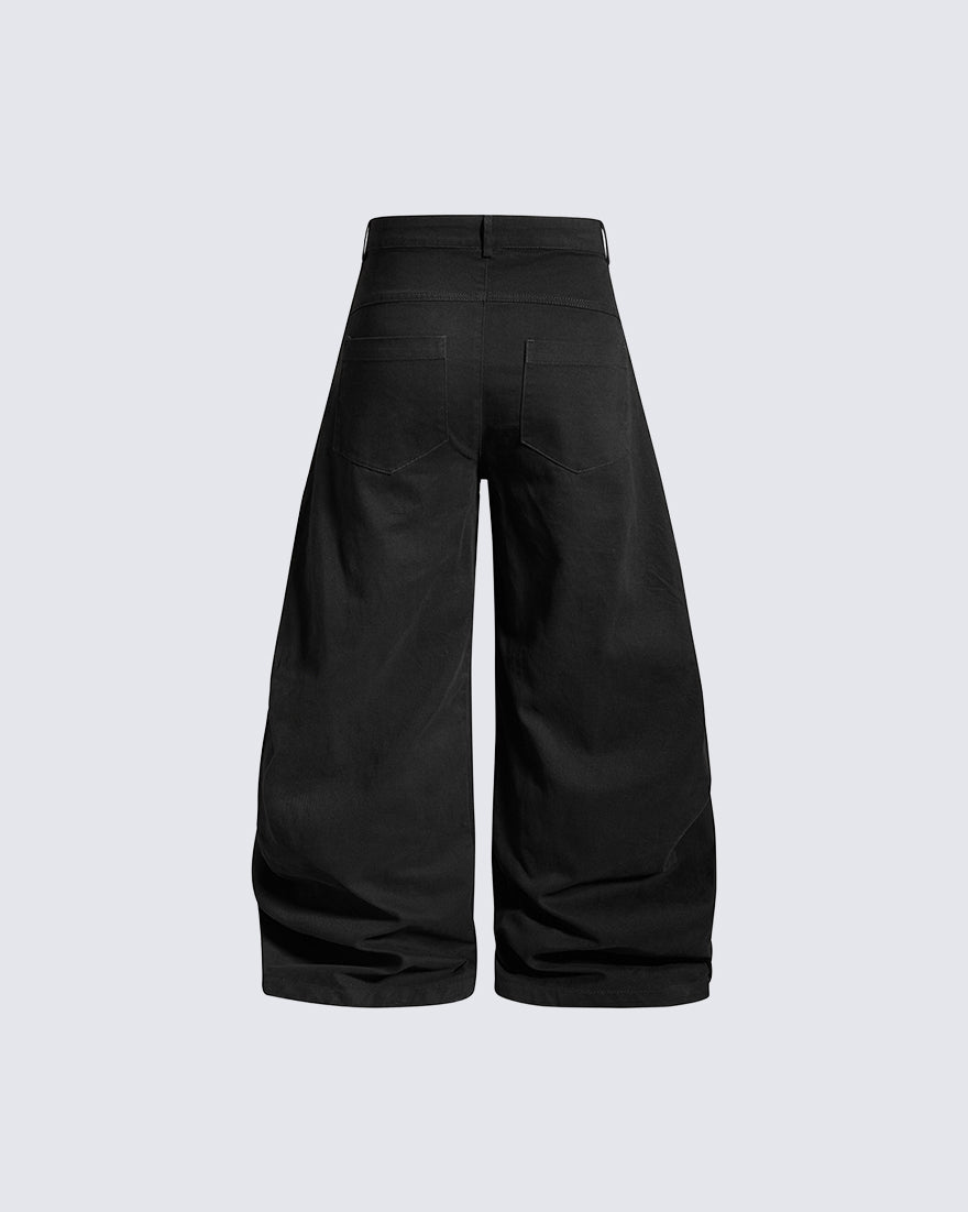 GRYFT Gothic Buckle Draped Wide Leg Pants