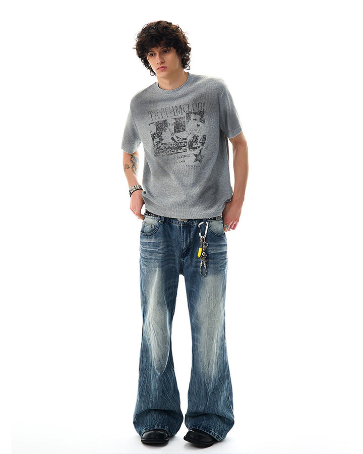 Waffle New Texture Vintage Washed Short T-Shirt