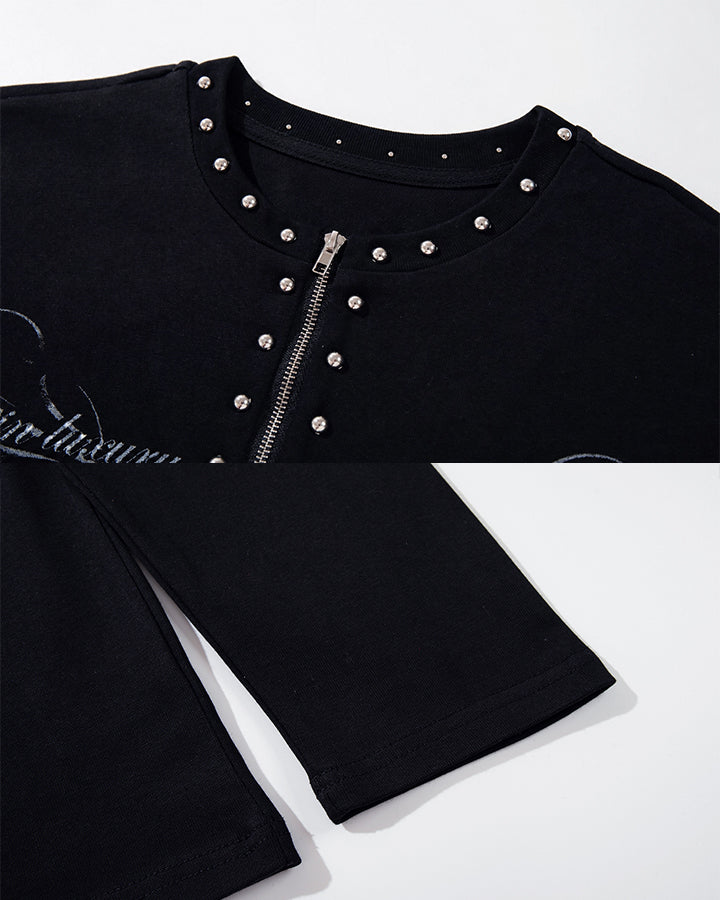 GRYFT Gothic Zipper Studded Tee