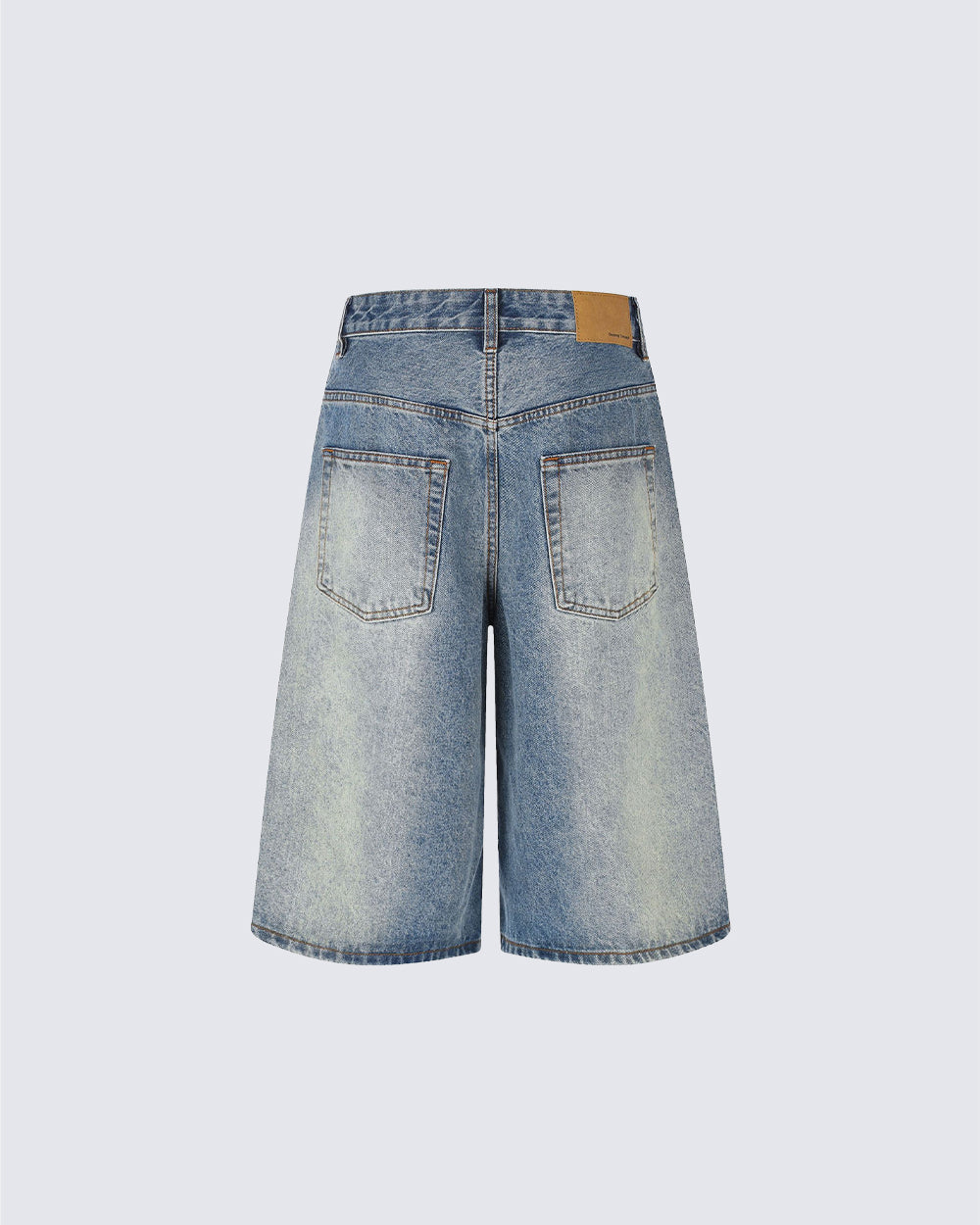 Retro Washed Whisker-Effect Denim Shorts