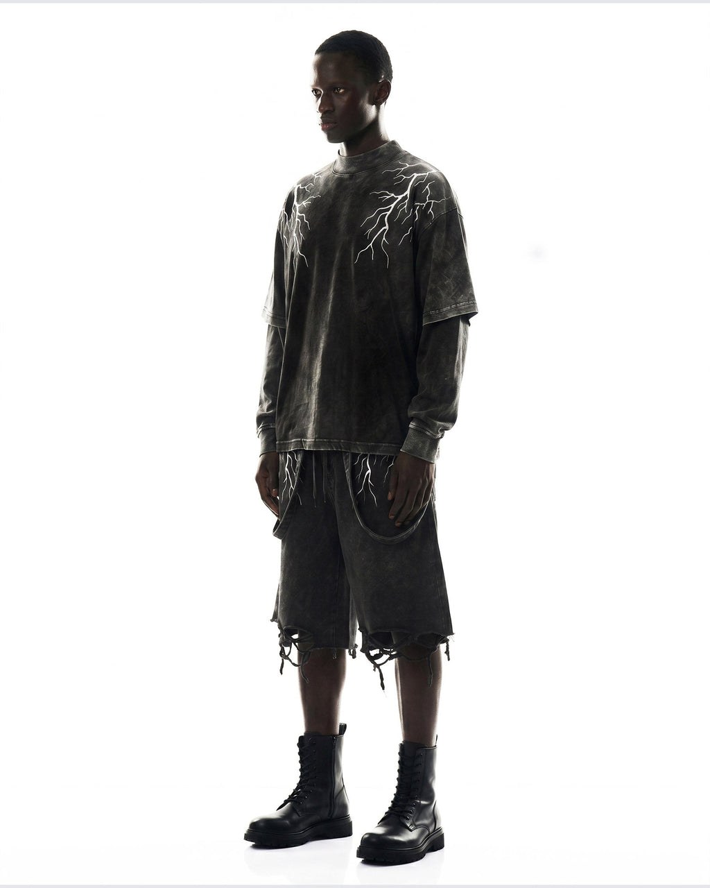 LIGHTNING Series | Washed Layered Long Sleeve T-Shirt
