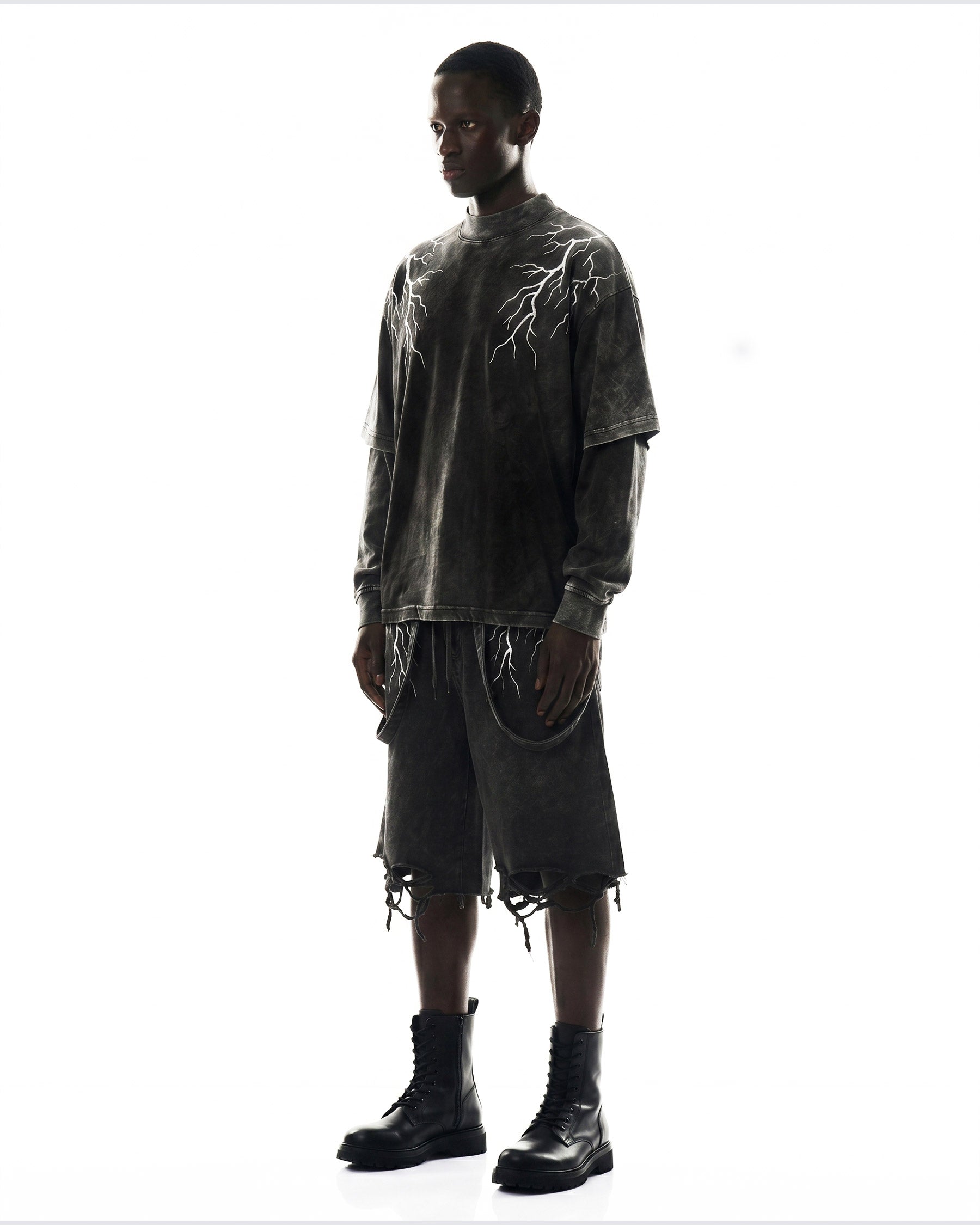 LIGHTNING Series | Washed Layered Long Sleeve T-Shirt