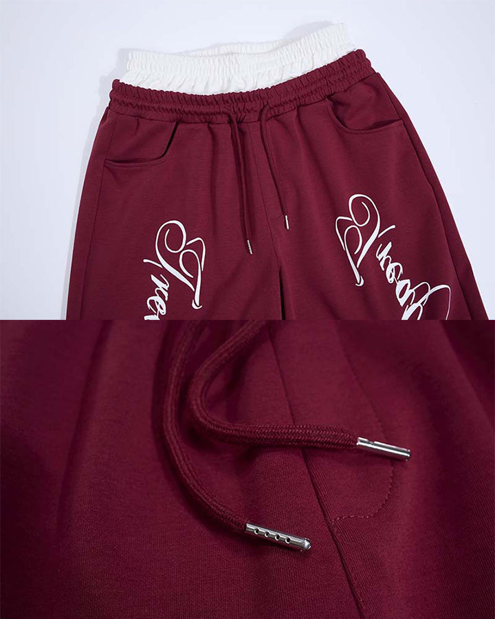 GRYFT Retro Letter Print Wide Leg Pants