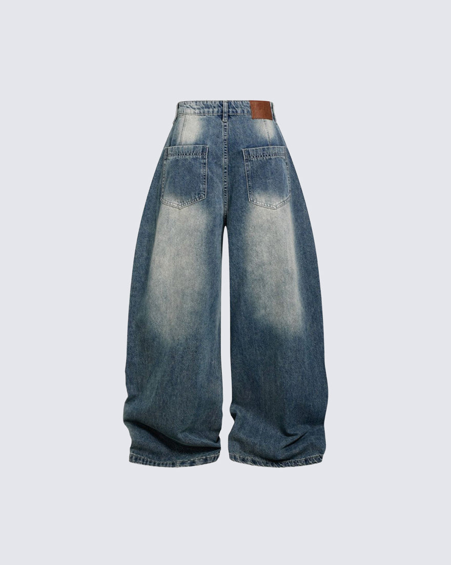 High Street Distressed Oversized Dragging Dad Denim Pants