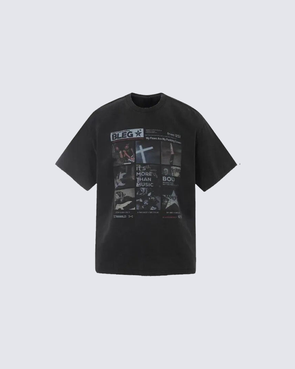 Vintage Graphic Print Music Theme Short Sleeve