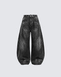 LOW SATURATION-Washed Wide-Leg Denim Pants