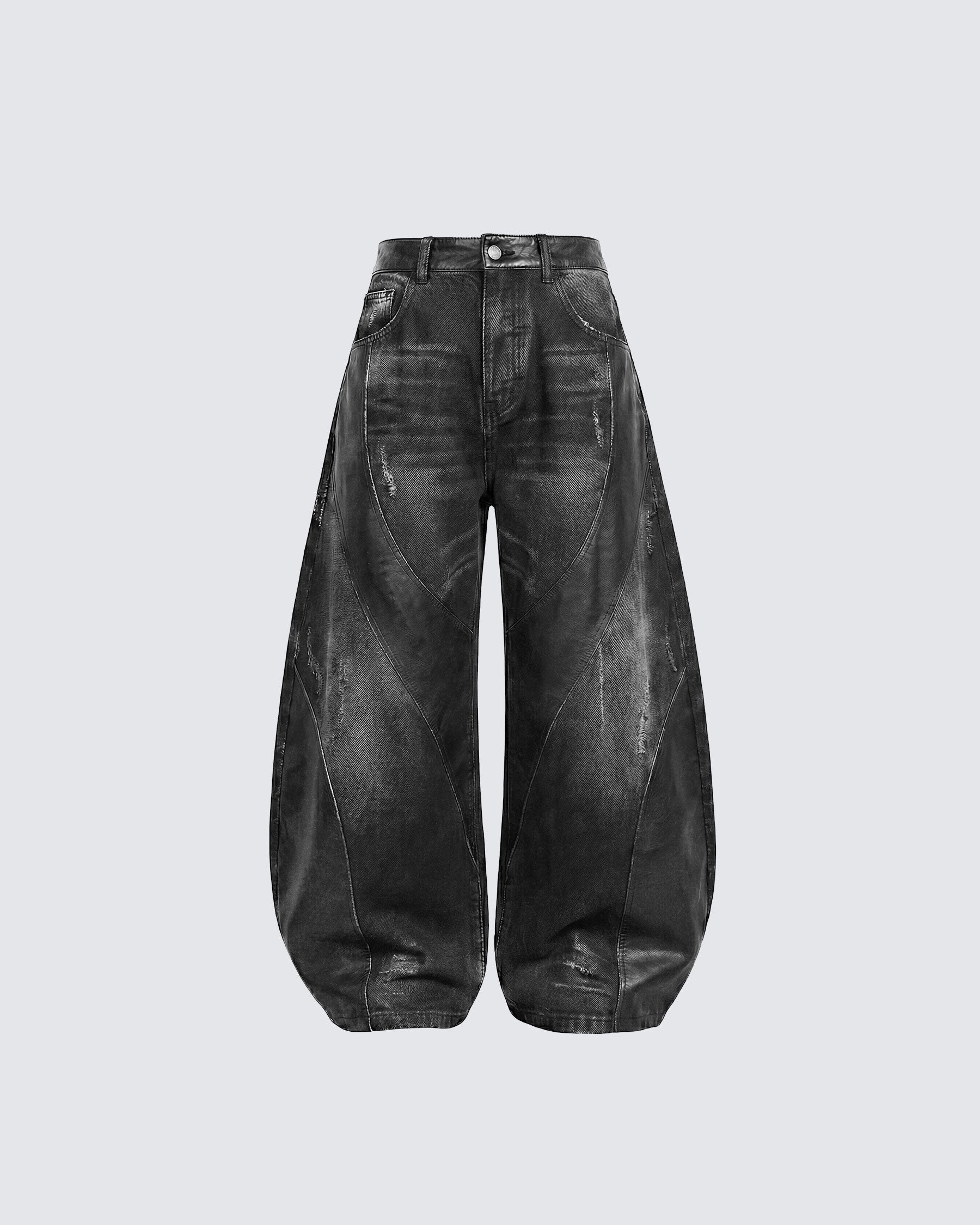 LOW SATURATION-Washed Wide-Leg Denim Pants