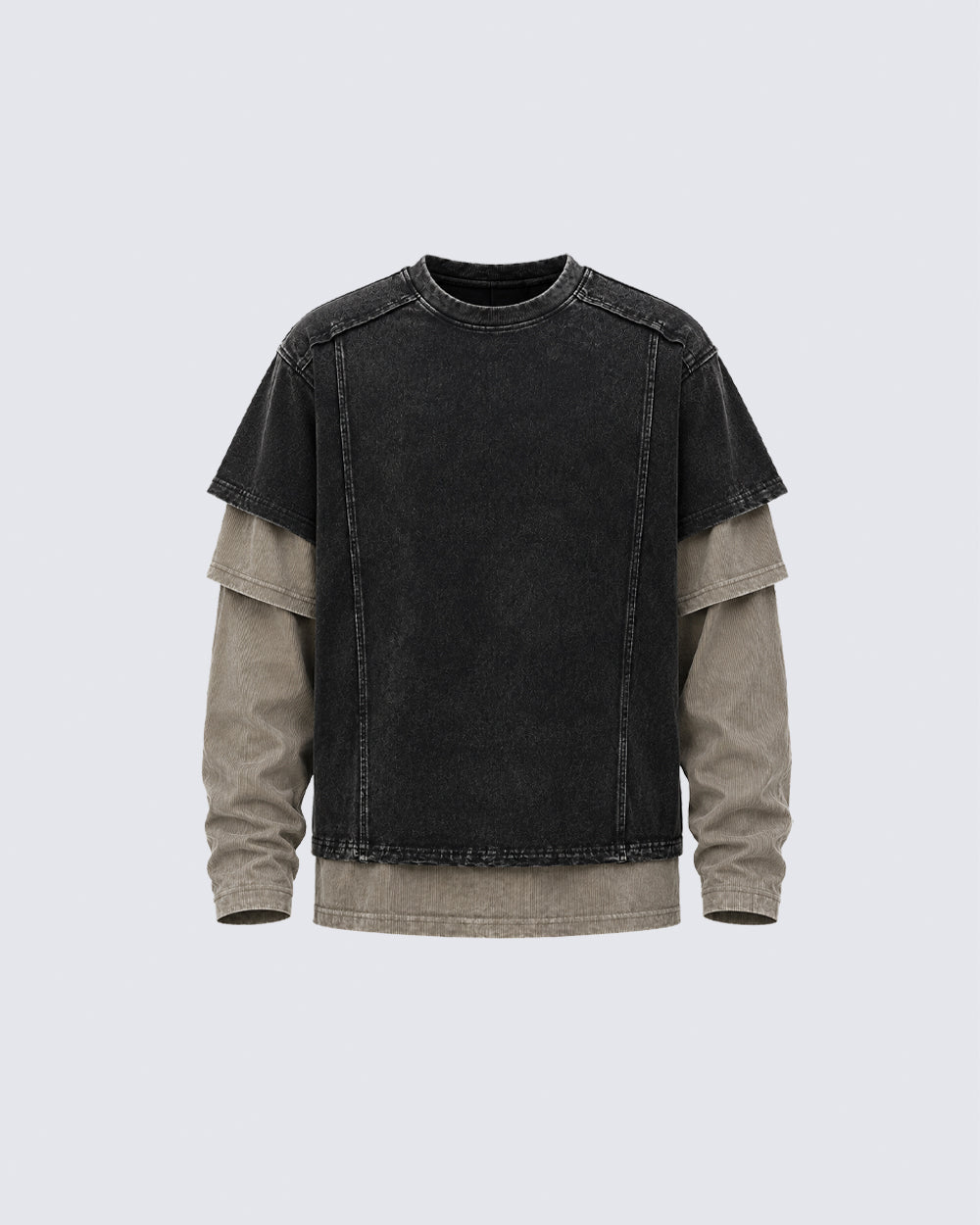 GRYFT Grunge Distressed Patchwork Layered Tee