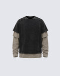 GRYFT Grunge Distressed Patchwork Layered Tee