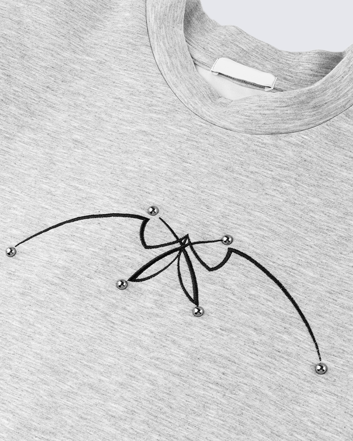 Studded Abstract Line Art Graphic Tee